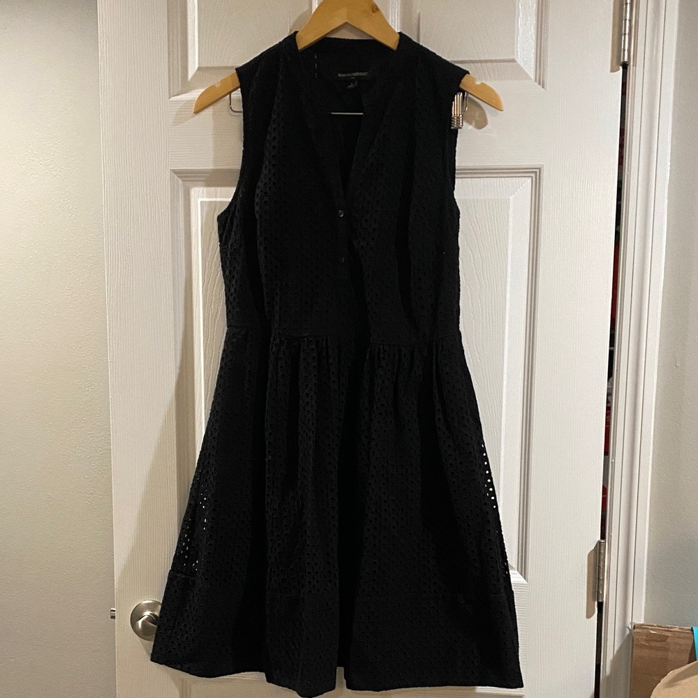 Banana Republic Factory Black Eyelet Sleeveless Mini Dress - Size 6